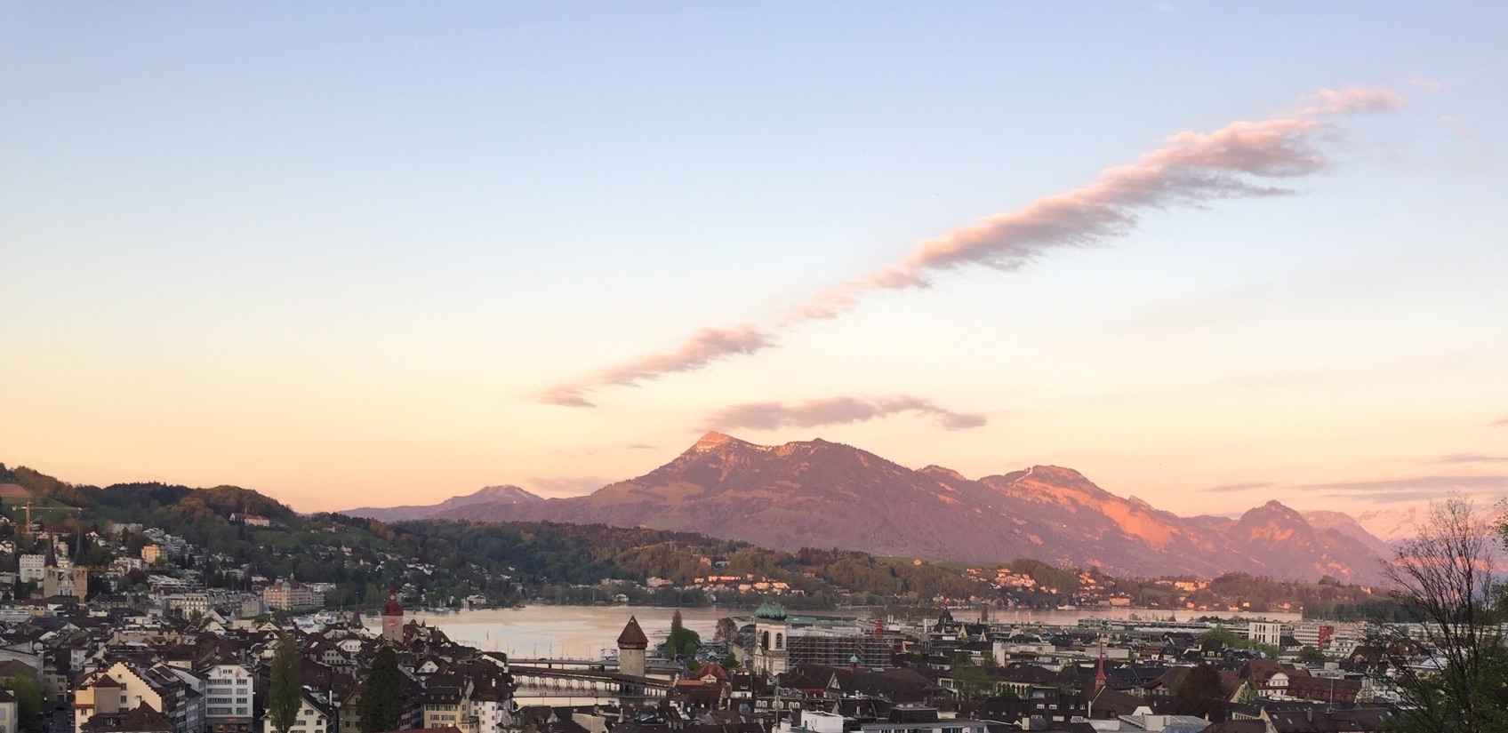 Sunset over the mountains south of Lucerne